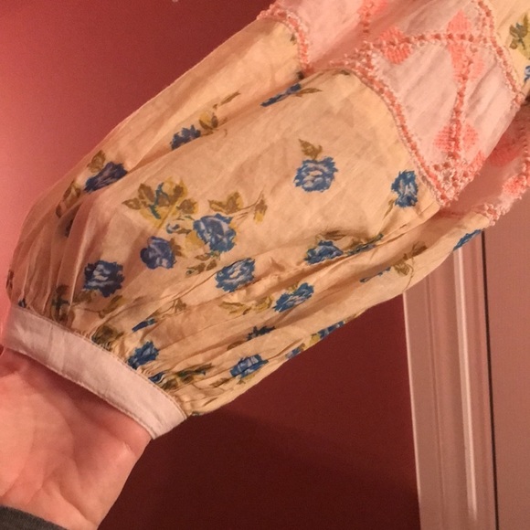 Free people tunic top shirt sleeves beaded xs 0 2 pink - Picture 2 of 6